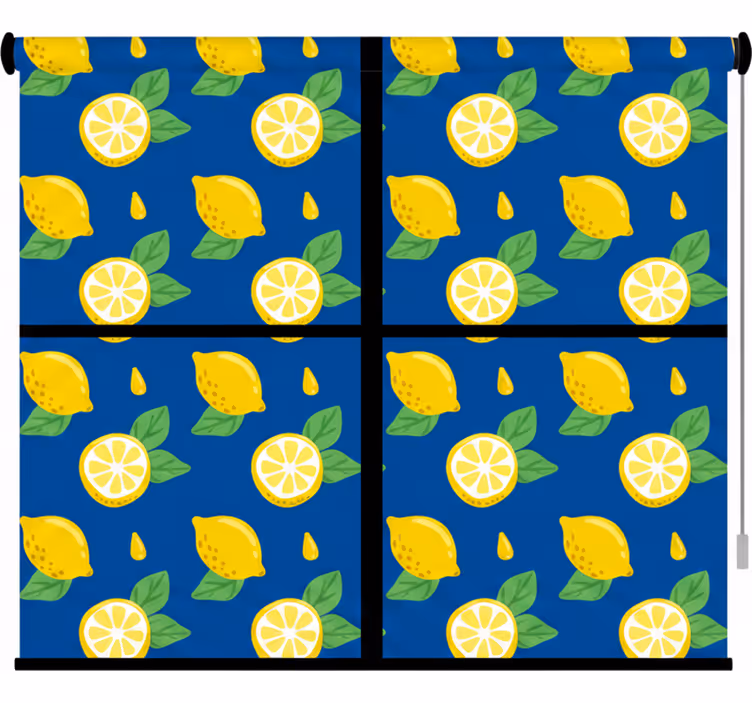 Toile fenêtre cuisine carreaux de citrons dessinés à la main - TenStickers