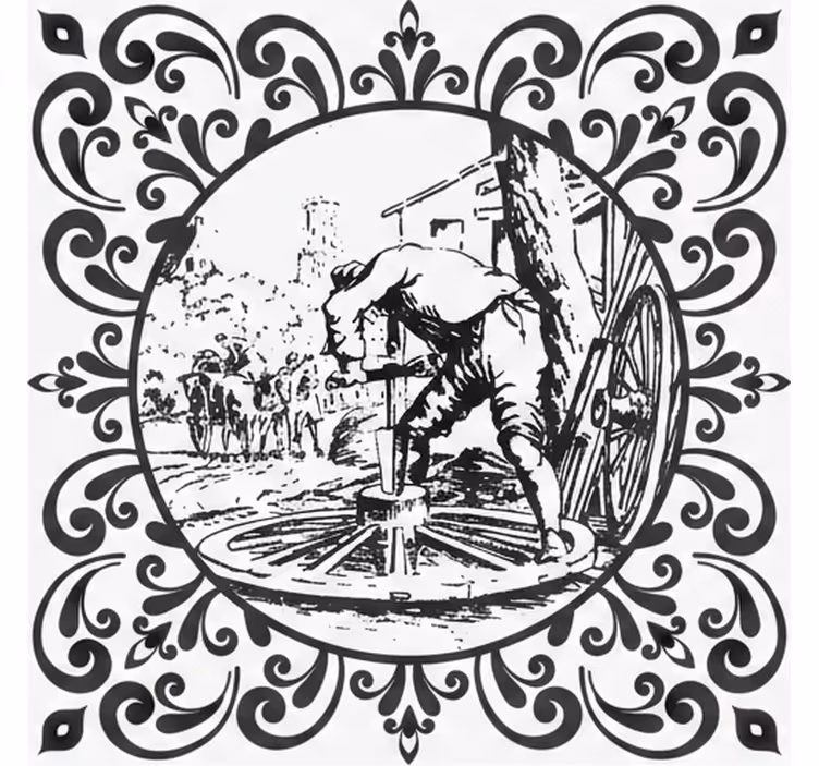 Toile fenêtre cuisine homme et roue - TenStickers