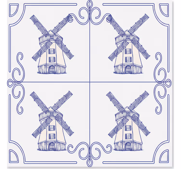 Toile fenêtre cuisine design moulins à vent - TenStickers