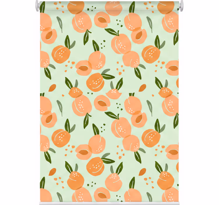 Toile fenêtre cuisine pêches sur fond vert - TenStickers