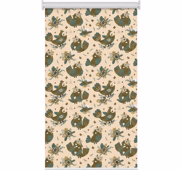 Toile fenêtre cuisine motif oriental oiseaux et fleurs - TenStickers