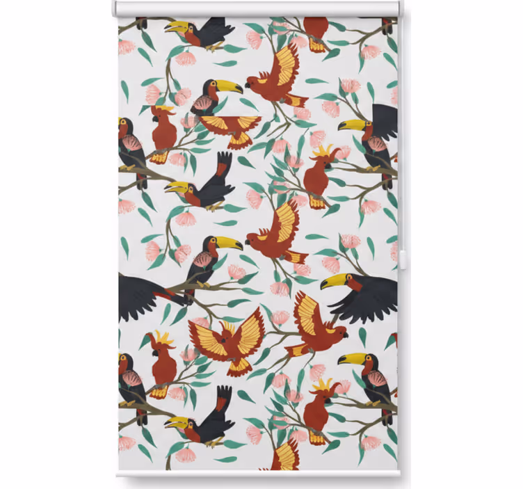Toile fenêtre cuisine perroquets et toucans volants - TenStickers