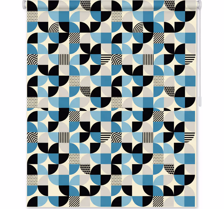 Toile fenêtre cuisine motif bauhaus bleu rétro - TenStickers