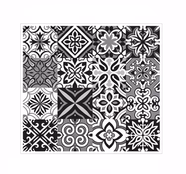 Toile fenêtre cuisine géométriques contrastes noirs - TenStickers