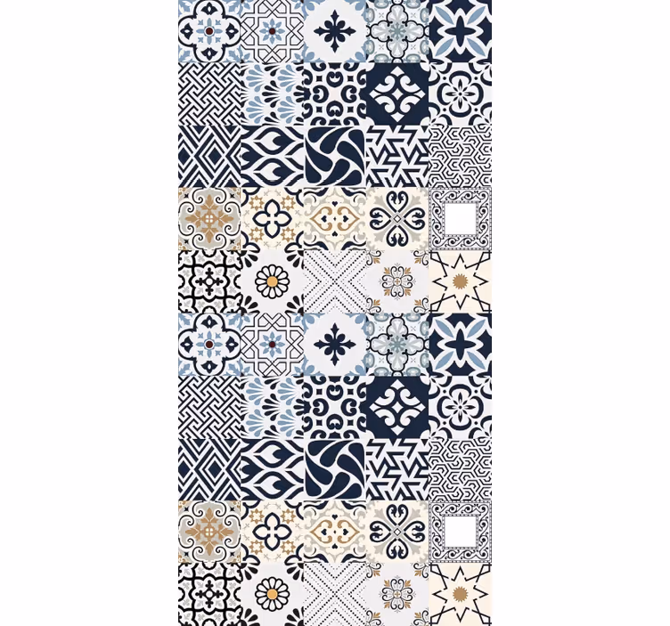 Toile fenêtre cuisine carreaux bleus - TenStickers