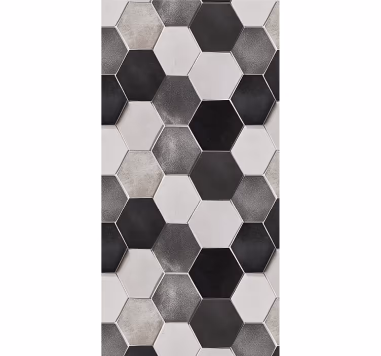 Toile fenêtre cuisine hexagones gris - TenStickers
