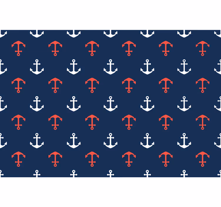 Toile fenêtre bleu petits ancres - TenStickers