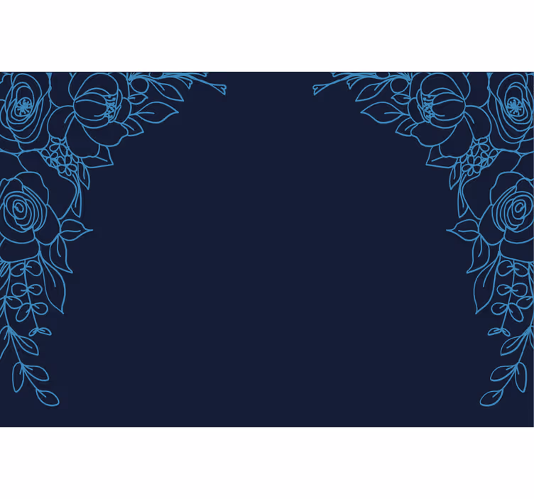 Toile fenêtre bleu fleurs bleu marine - TenStickers