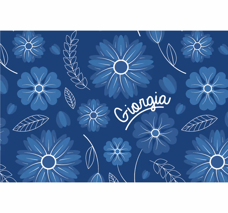 Toile fenêtre bleu design élégant fleurs bleues - TenStickers