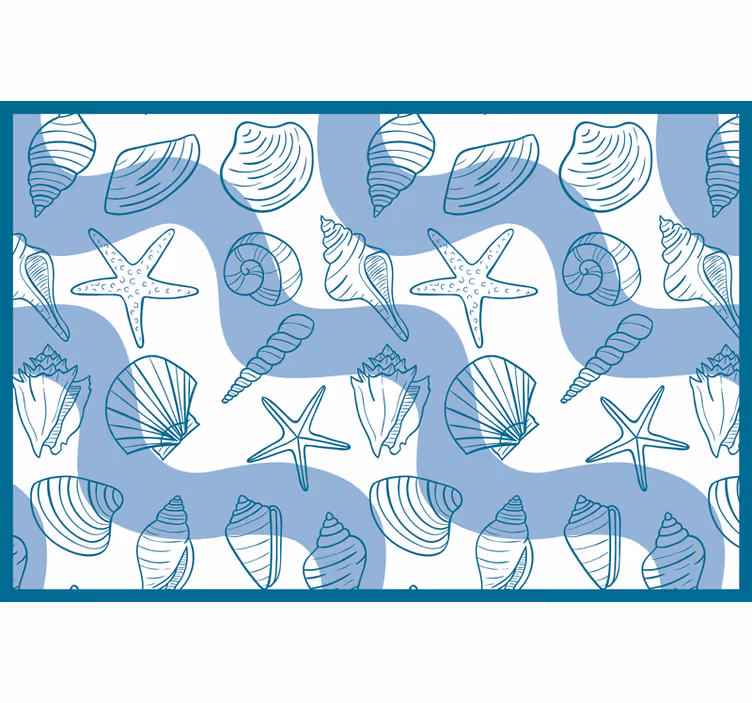 Toile fenêtre bleu motifs de coquillages - TenStickers