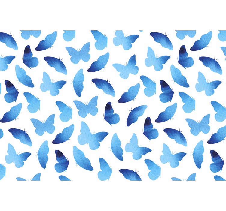 Toile fenêtre bleu papillons peints - TenStickers