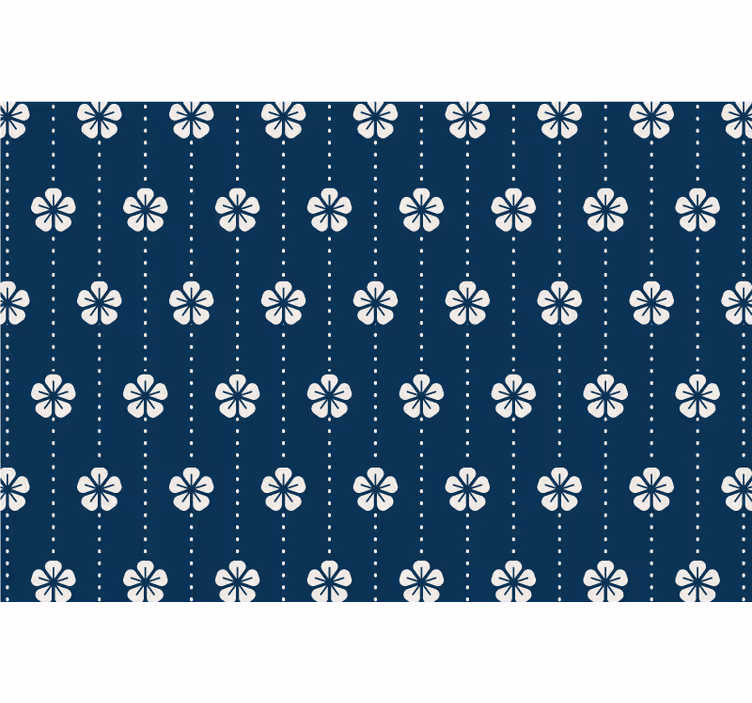 Toile fenêtre bleu lignes florales bleues - TenStickers