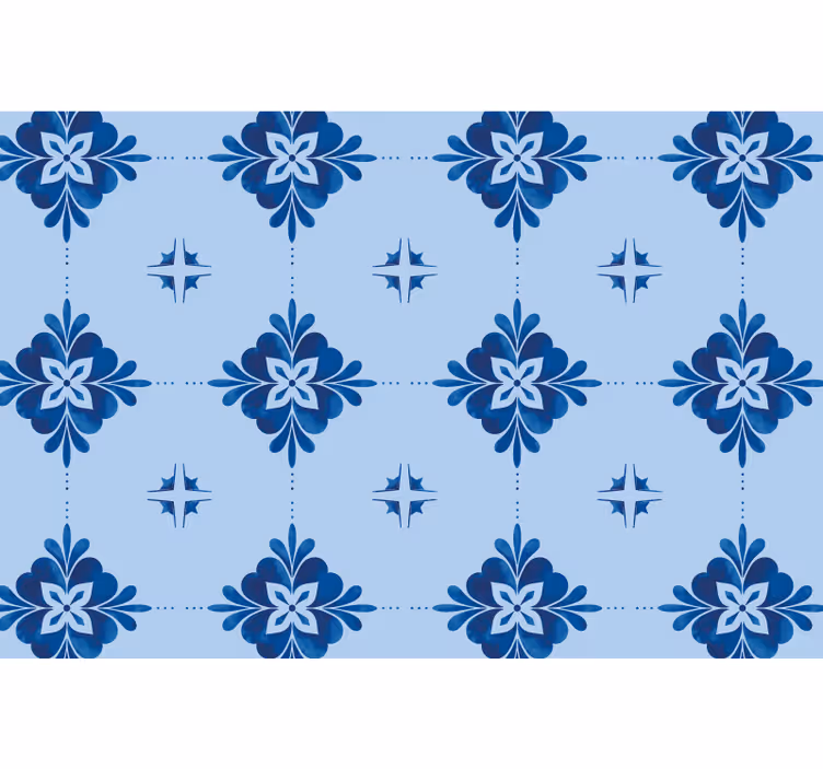 Toile fenêtre bleu carreaux tourbillons bleus - TenStickers