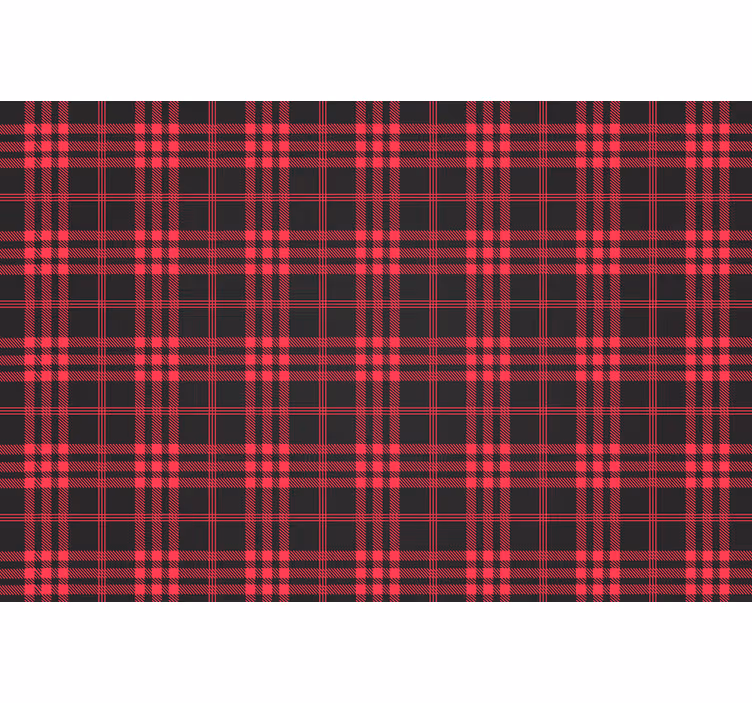 Toile fenêtre rouge motif tartan de noël - TenStickers