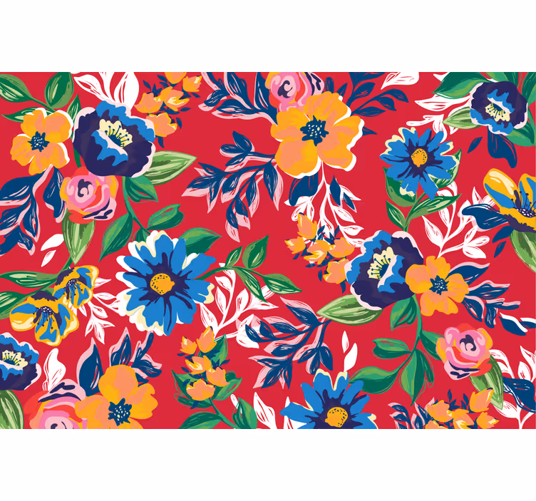 Toile fenêtre rouge broderie rouge - TenStickers
