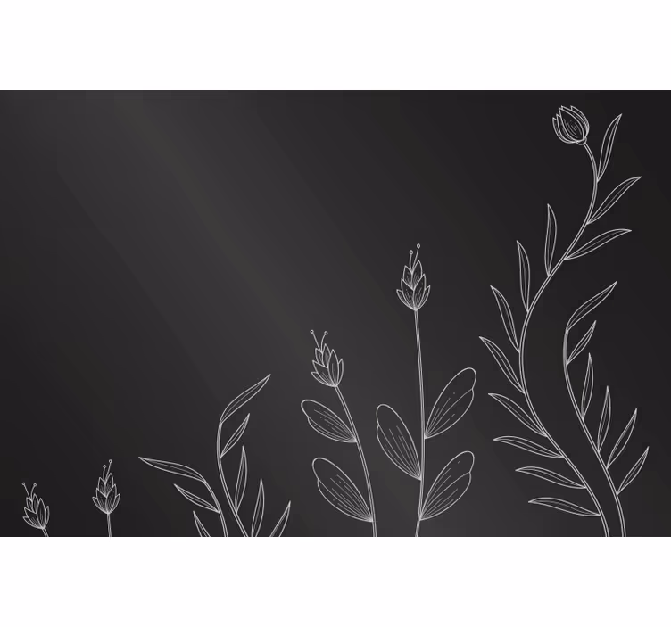 Toile noire fenêtre avec un fond élégant de plantes - TenStickers