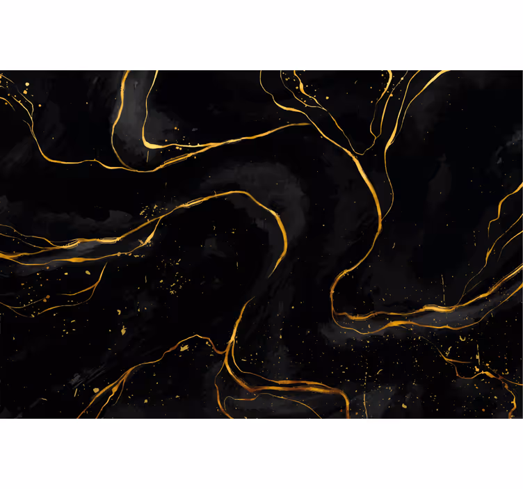 Toile noire fenêtre marbre noir et doré - TenStickers