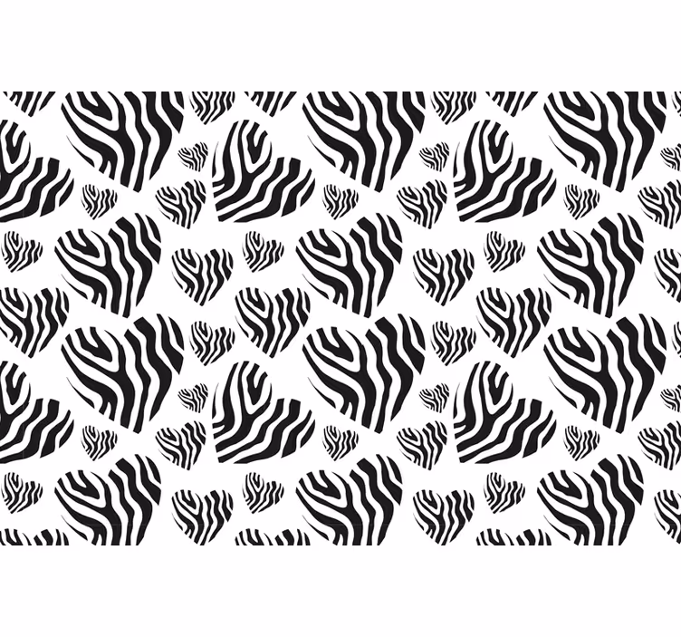 Toile noire fenêtre cœur imprimé zèbre - TenStickers