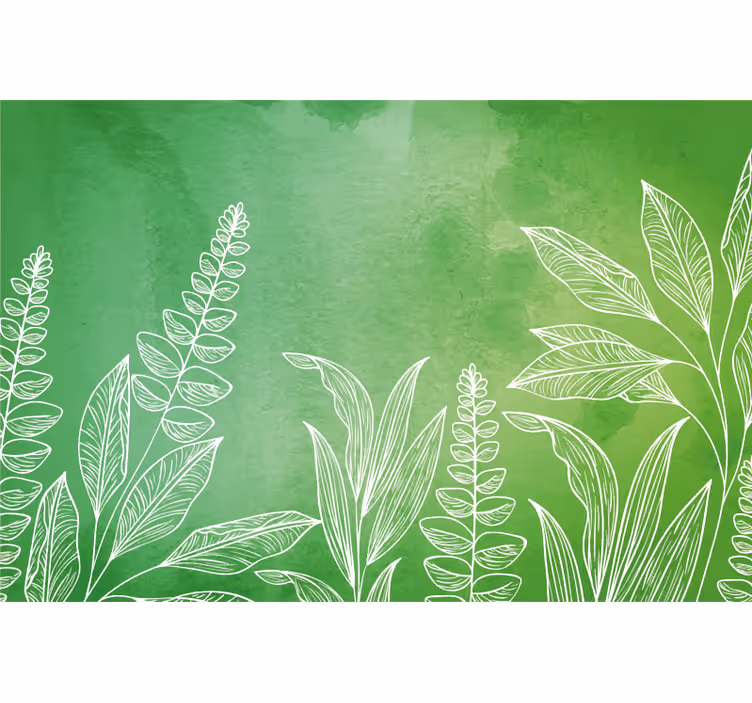 Toile fenêtre vert couleur verte originale avec feuilles - TenStickers