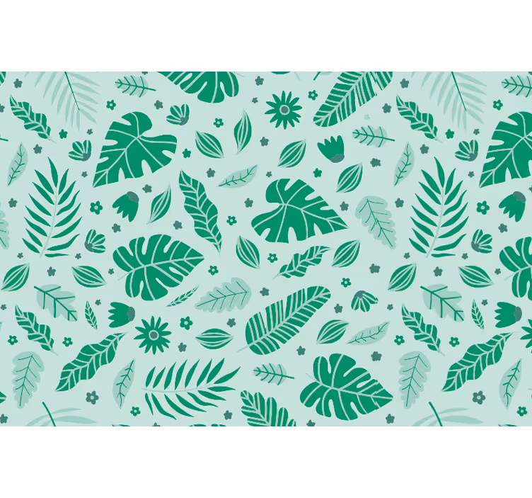 Toile fenêtre vert feuilles tropicales - TenStickers