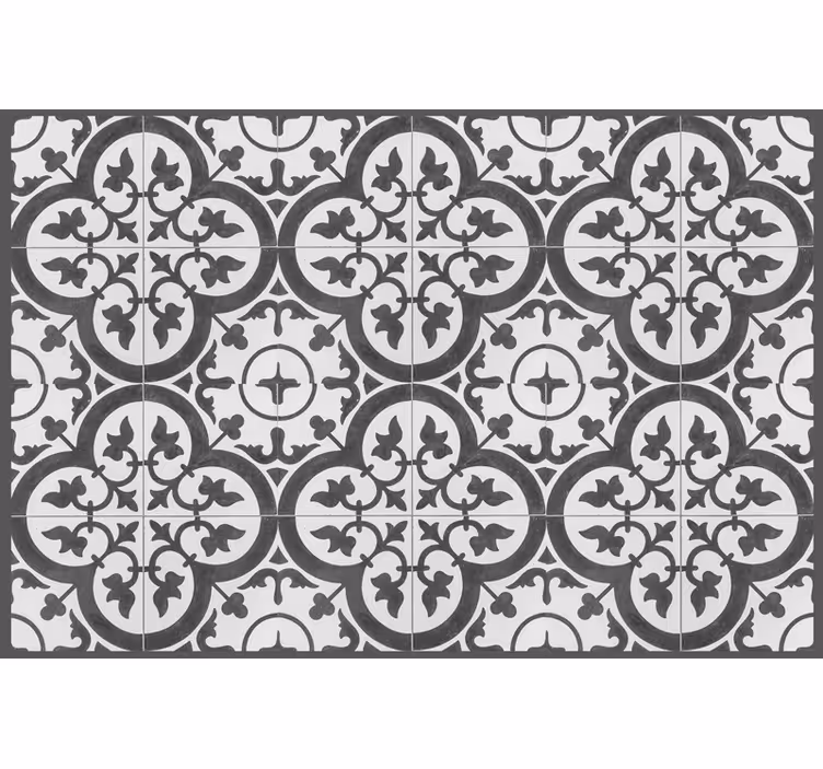 Toile fenêtre gris motifs carreaux hydraulique - TenStickers