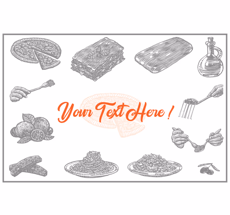 Toile fenêtre gris icônes de cuisine italienne - TenStickers