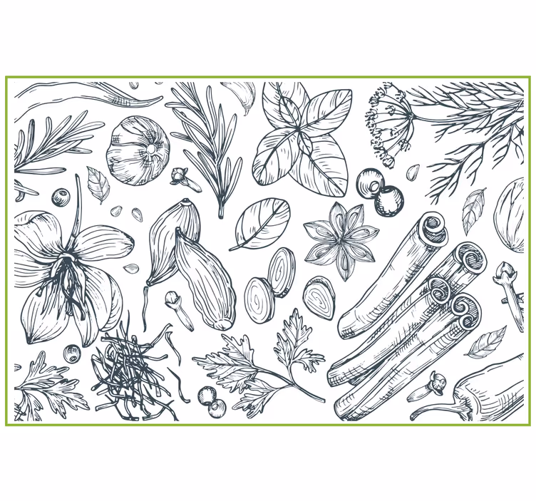 Toile fenêtre gris herbes décoratives - TenStickers