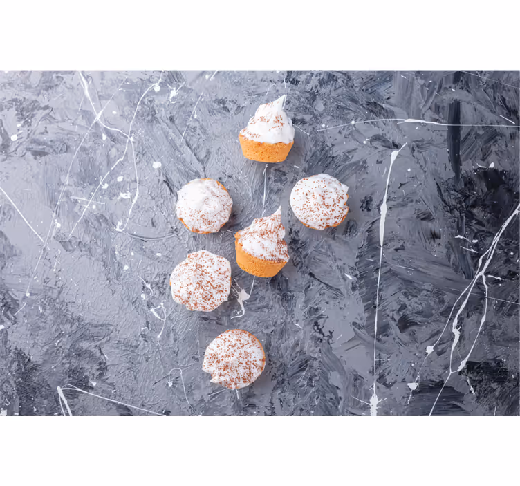 Toile fenêtre gris cupcakes crémeux - TenStickers