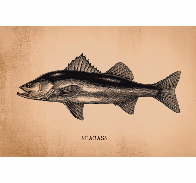 Toile fenêtre beige poisson grise dessin réaliste - TenStickers