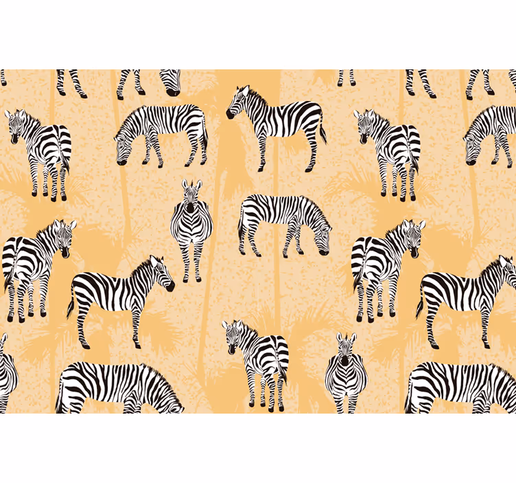 Toile fenêtre beige zèbre et palmiers - TenStickers