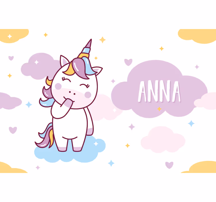 Toile noire fenêtre personnalisable enfant licorne - TenStickers