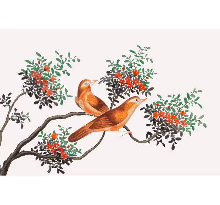 Toile noire fenêtre oiseau sur un banc - TenStickers