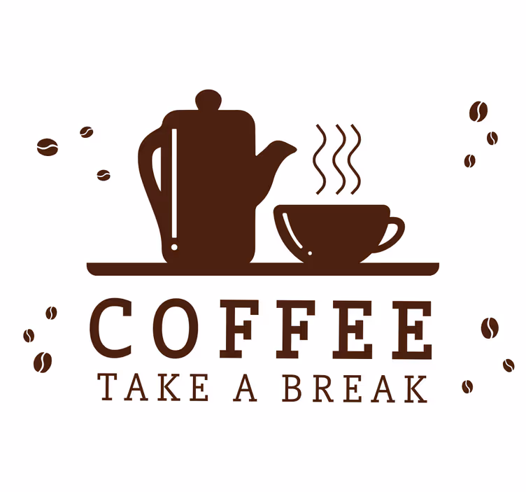 Toile noire fenêtre concept café sur fond blanc - TenStickers