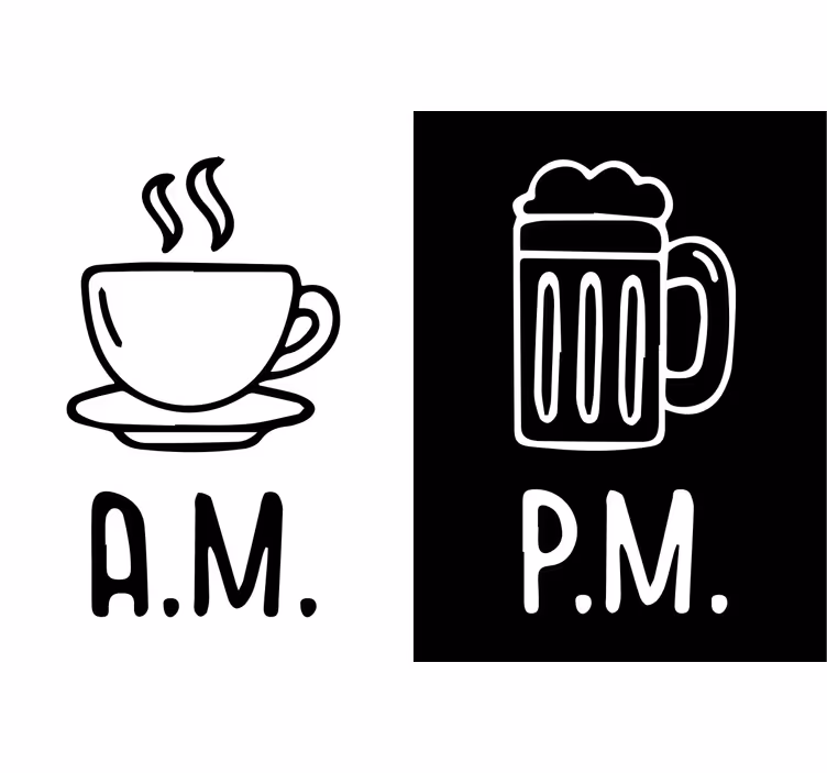 Toile noire fenêtre café du matin et bière du soir - TenStickers