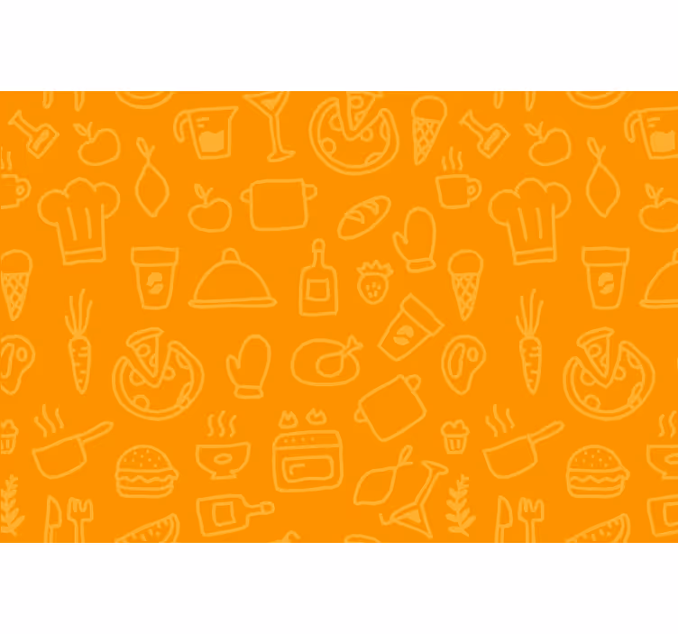 Toile fenêtre orange fond orange avec couverts - TenStickers
