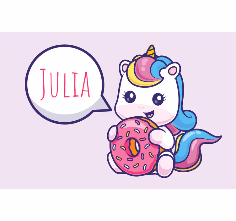 Toile fenêtre violet licorne avec donut - TenStickers