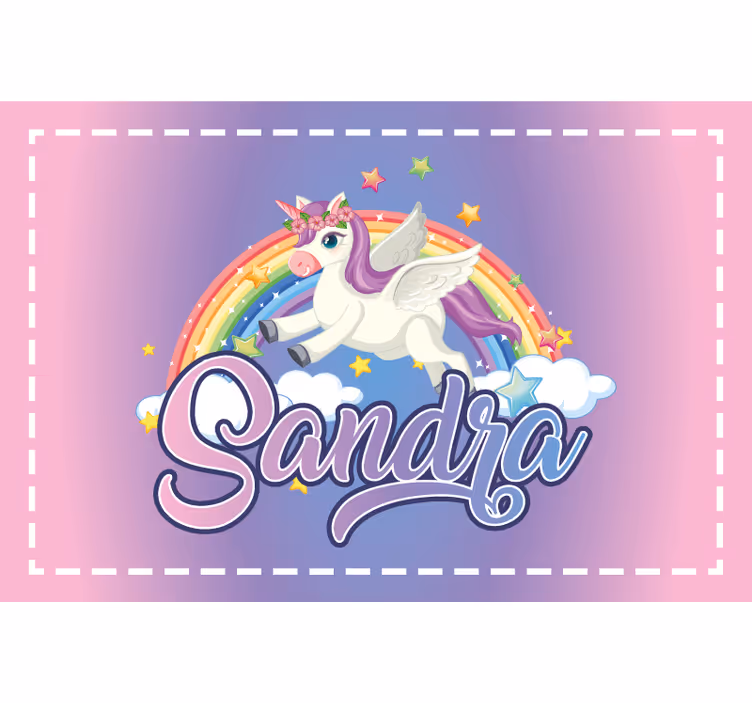 Toile fenêtre violet licorne personnalisable pour enfants - TenStickers