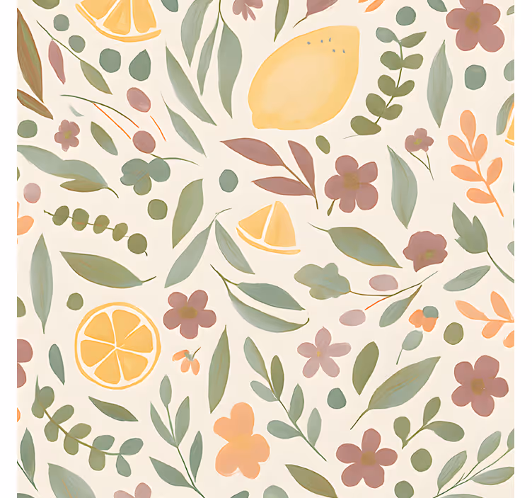 Toile fenêtre extérieur design floral citron - TenStickers