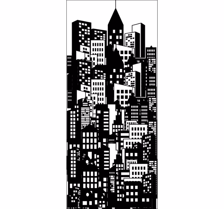 Toile fenêtre bureaux paysage urbain autocollant - TenStickers