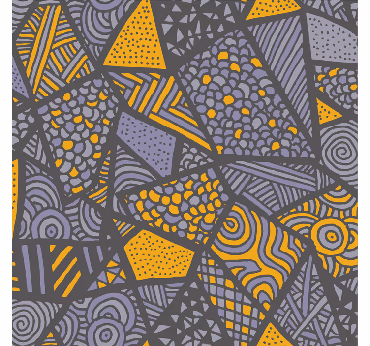Toile fenêtre bureaux triangles gris et jaunes - TenStickers