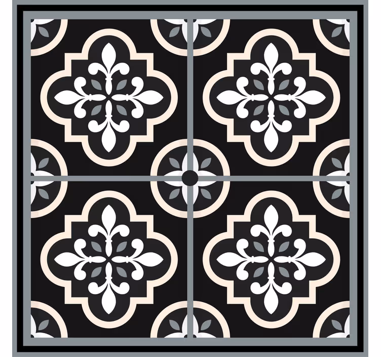 Toile fenêtre bureaux motif floral noir et blanc - TenStickers