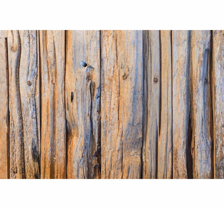 Toile fenêtre bureaux texture 3d de rondins en bois - TenStickers
