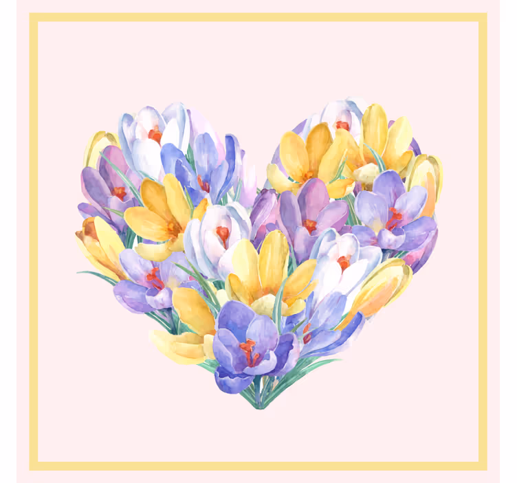 Toile fenêtre salon design cœur de fleur de crocus - TenStickers