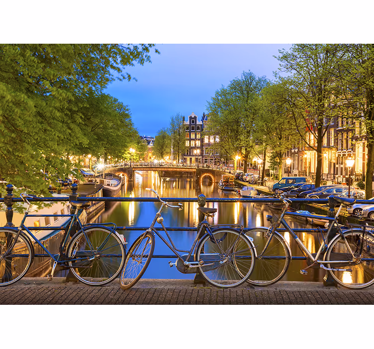 Toile fenêtre chambre paysage amsterdam - TenStickers