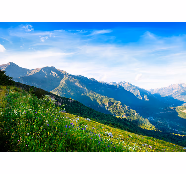 Toile fenêtre chambre paysage montagneux naturel - TenStickers