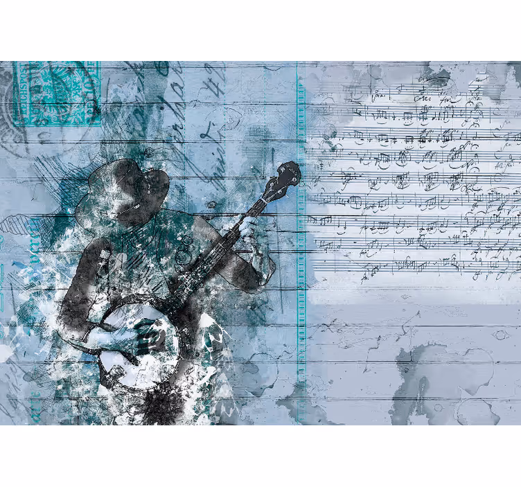 Toile fenêtre chambre design musical abstrait - TenStickers