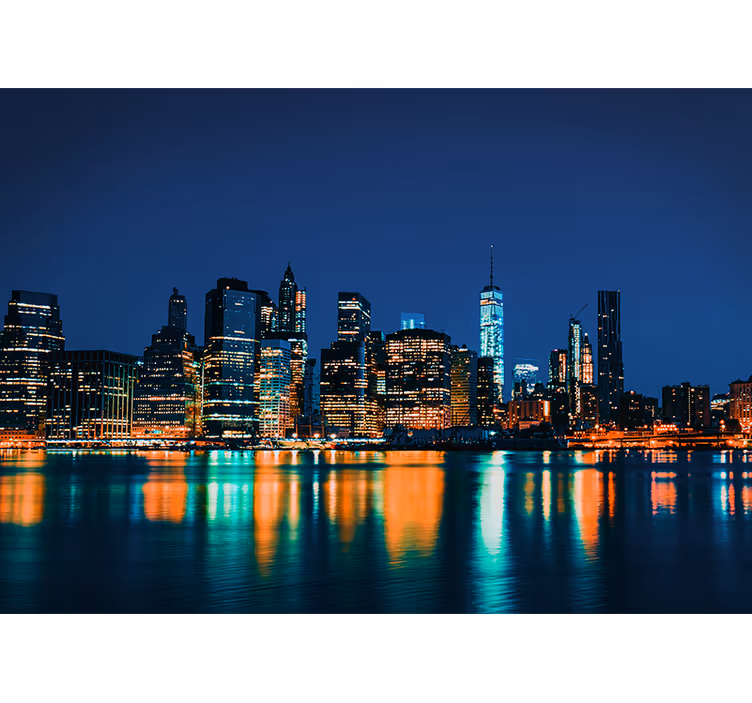 Toile fenêtre chambre skyline de new york la nuit - TenStickers