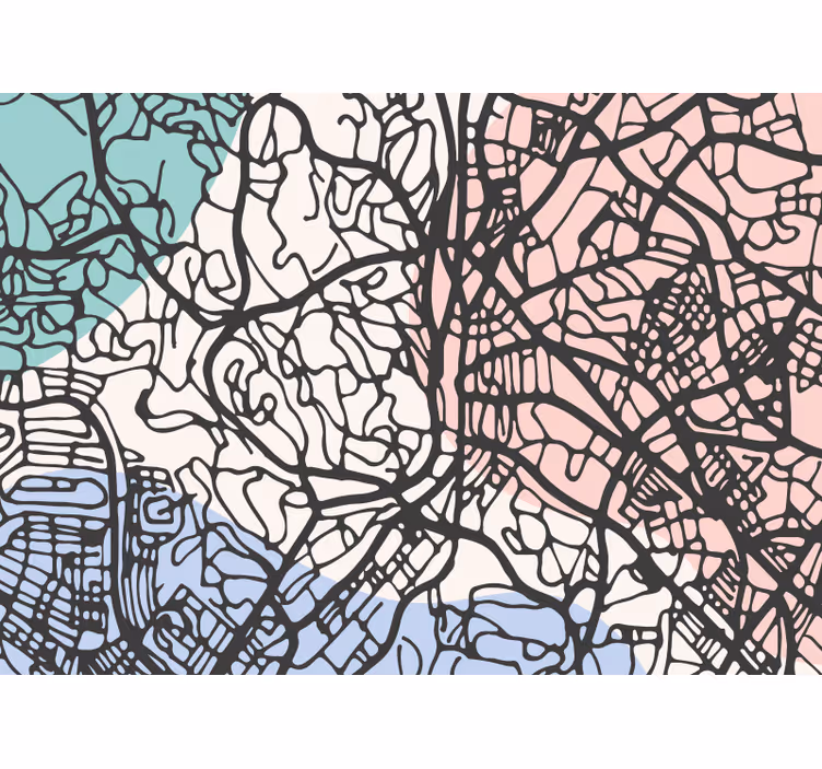 Toile fenêtre chambre carte de kuala lumpur beige - TenStickers