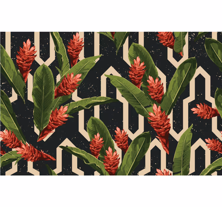 Toile fenêtre chambre feuilles tropicales vintage - TenStickers