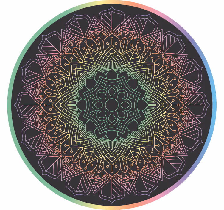 Toile fenêtre chambre mandala arc-en-ciel - TenStickers